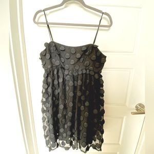 Black layered sheer dimensional paillette Polkadot dress babydoll mini Barbie